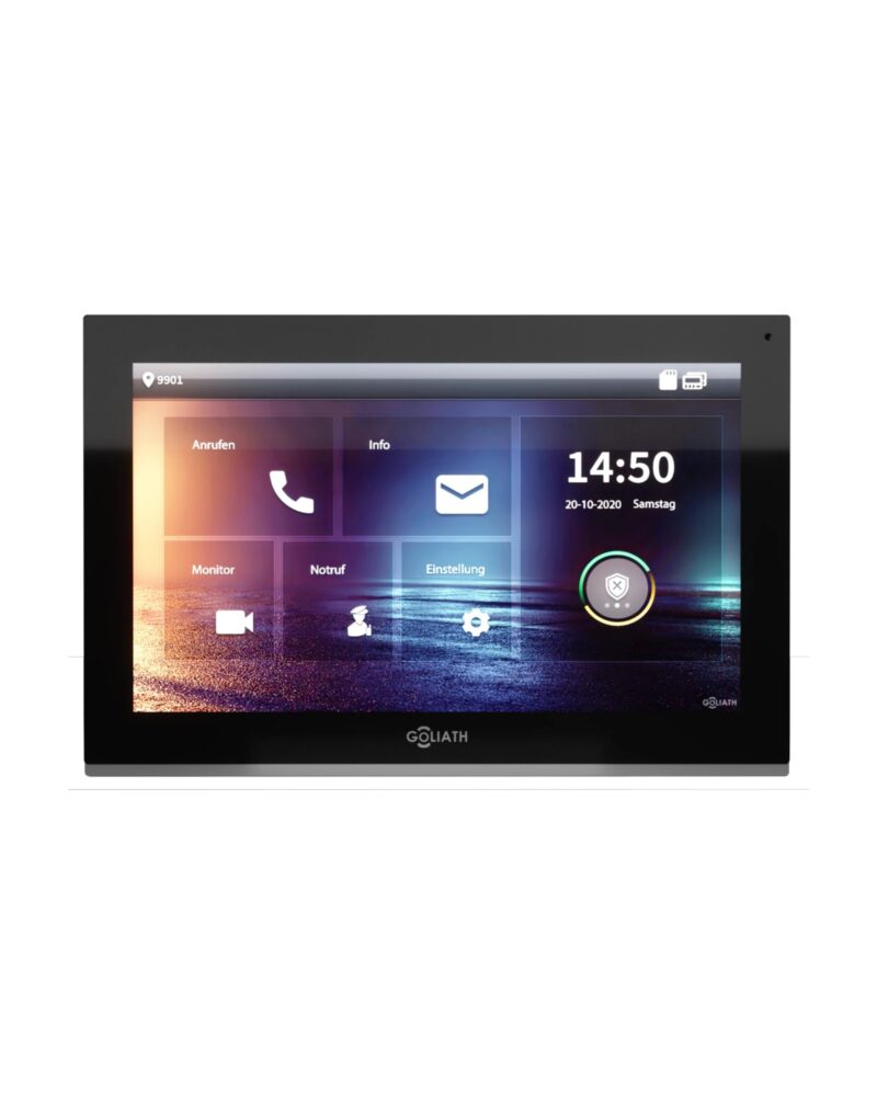 GOLIATH Hybrid IP Video Türsprechanlage | 10 Zoll HD Monitor | Smartphone App | 8GB + PoE | schwarz