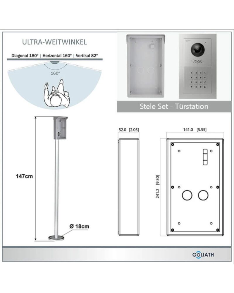 GOLIATH Hybrid IP Türsprechanlage | App | Stele | Keypad | 180° – Bild 2